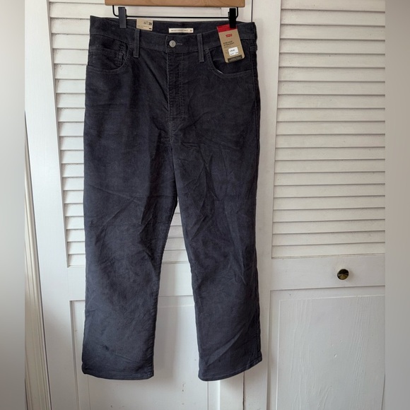 NWT Levi’s Ribcage Straight Ankle Corduroy Pants Gray Women’s Size 32 x 27 - Picture 2 of 6
